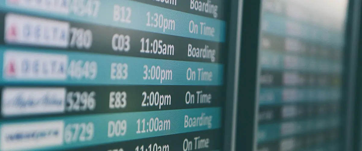 Flight times on a screen
