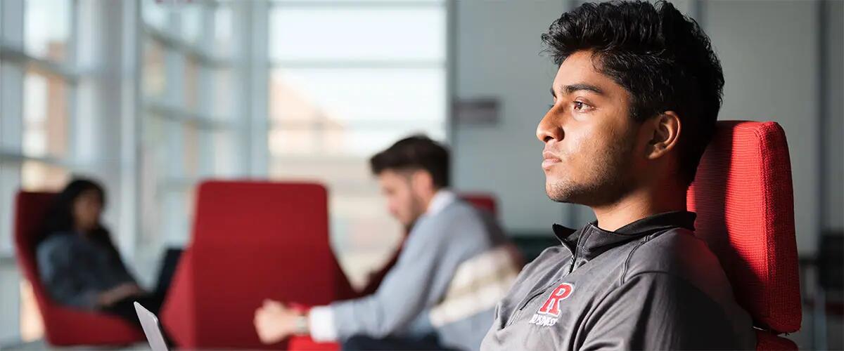 image of a undergrad student looking ahead