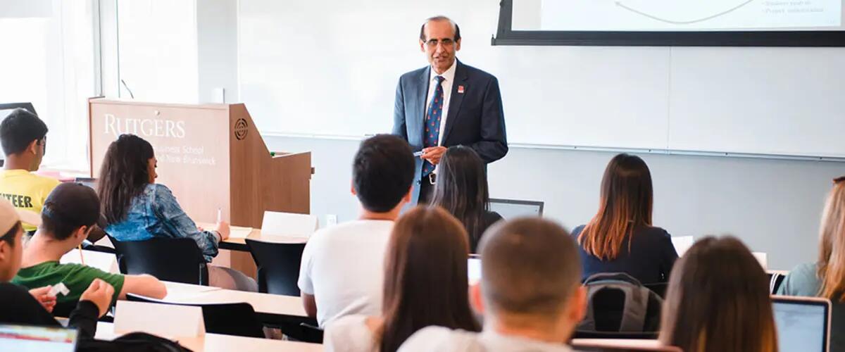 Professor lecturing in class.