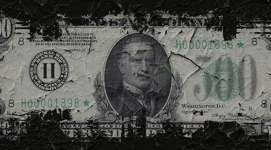 Dirty money, tattered paper currency